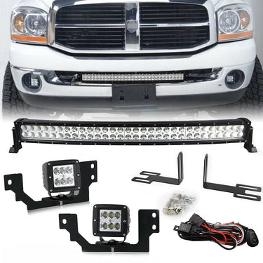30 Inch Curved LED Bar+Cube Fog Light Front Bumper Kit FIT for 2003-2009 Dodge Ram 2500 3500